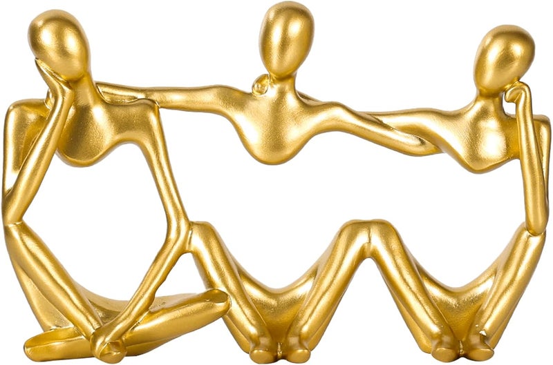 BMLCGJ Thinker Statue Gold Decor Abstract Art Sculpture, Golden Resin Collectible Figurines for Home Living Room Office Shelf Decoration,Great Gifts Ideas (Conjoined Body-Gold) - Image 1